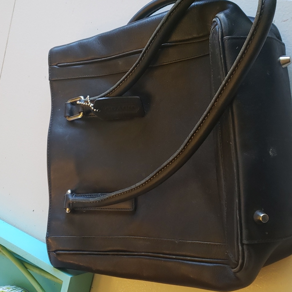 Vintage Coach Bonnie Legacy Black Leather Slim Shoulder Bag Tote No LOP-9422